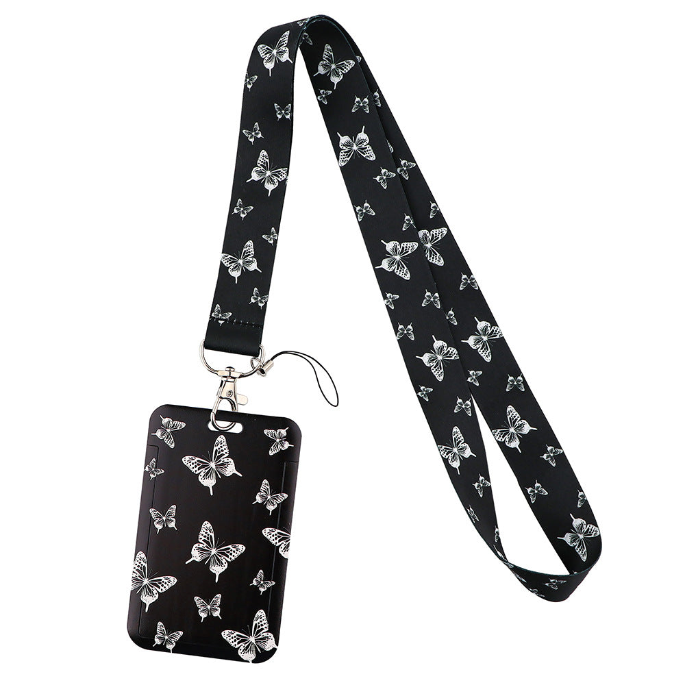 Wholesale Butterfly Mobile Phone Strap Meal Card Bus Access Card Work Stationery Mobile Phone Hard Card Case